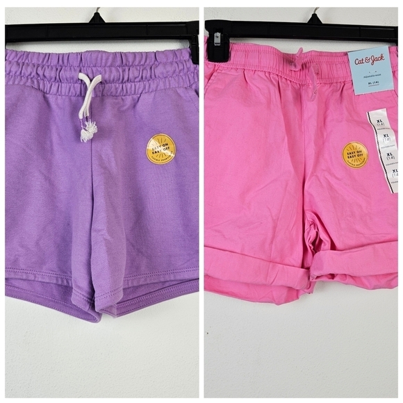 Bundle of 2 Girls Shorts Cat & Jacket Size XL NWT Pink Purple - Picture 1 of 6